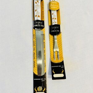 Vintage Japanese Carving Knife & Fork Set NOS – Melamine Handle –Stainless Steel